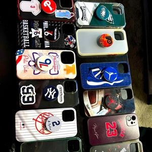 These cases fit iPhone 12, and have never been used except 1 of the 76ers cases